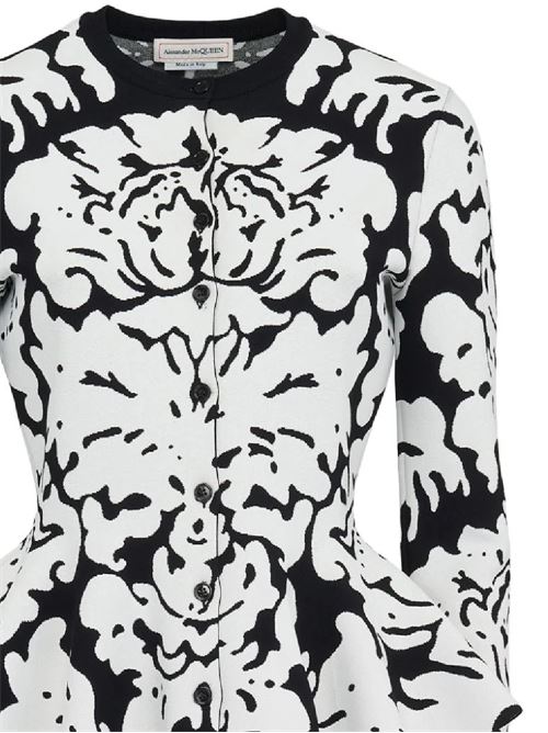 Damask-jacquard peplum cardigan Alexander McQueen | 791088Q1A9U1104